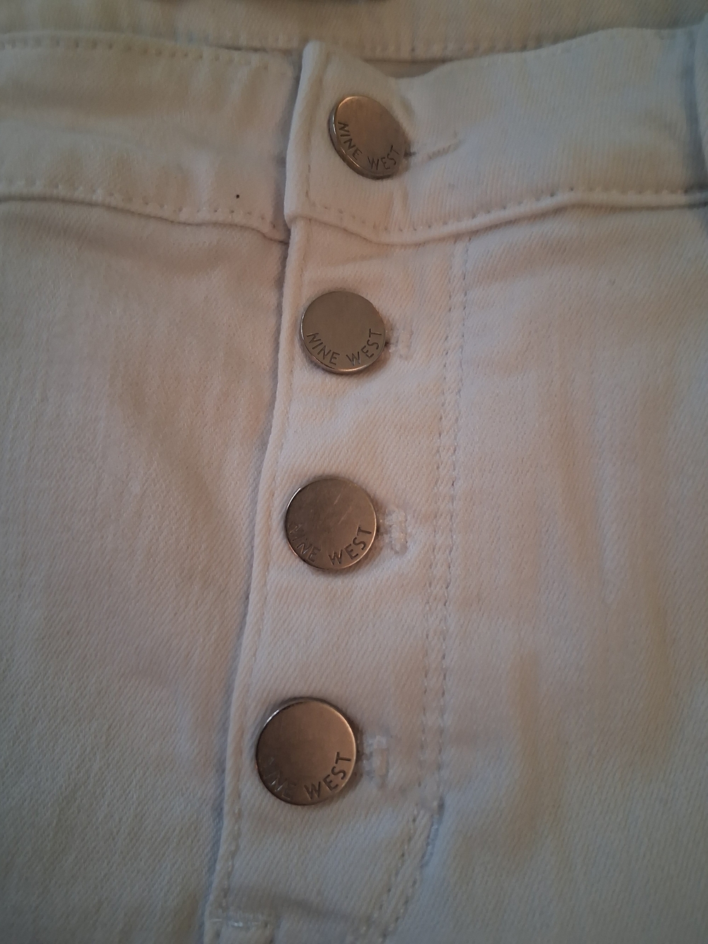 Nine West Women's White High-Rise Button-Fly Jeans